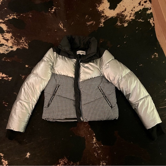 Steve Madden Ariana Houndstooth Panel Puffer jacket size small - Picture 5 of 5
